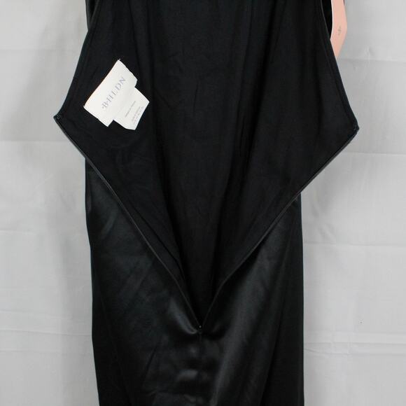 BHLDN Dress XL Holly Halter Stretch Satin Midi Black Slip Formal Party Wedding - Picture 10 of 14